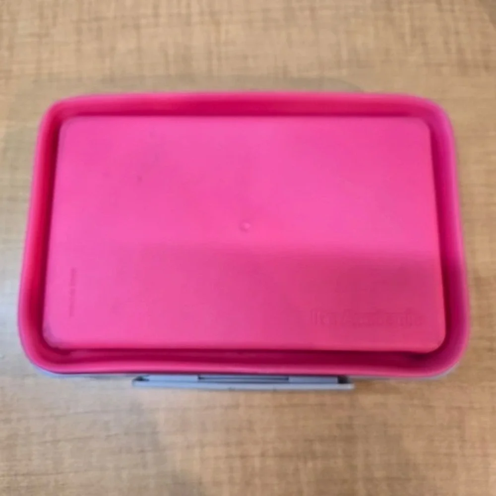 IT'S ACADEMIC Collapsible Pencil Pen‎ Case Box with Lid Flexi Storage Pink Gray
